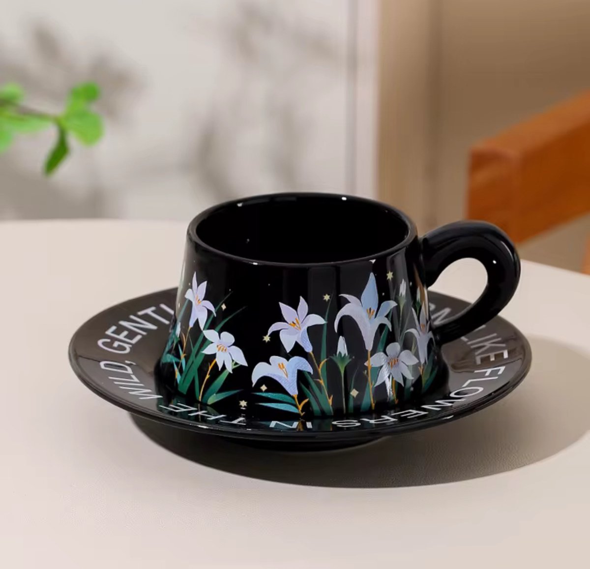 Bloemen Theekop & Schotel Set - Luxe Cadeauverpakking - Vintage Design