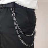 Portemonneeketting van roestvrij staal - 40 cm en 50 cm lang - wordt geleverd met een sleutelhanger in punkstijl - perfect als broekketting of jeansketting - vooral geschikt voor fietsers en vrachtwagenchauffeurs (zilverkleurig).