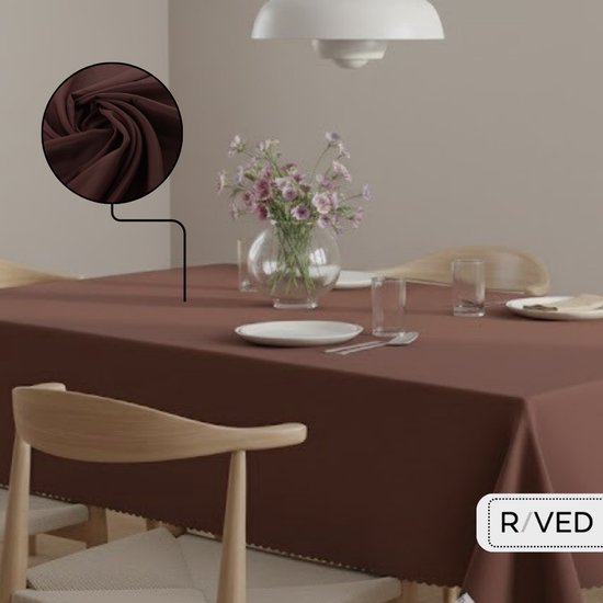 Nappe en polyester marron Raved 140 cm x 220 cm - Infroissable