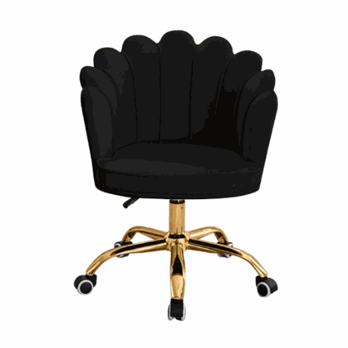 Velvet Schelp Bureaustoel Zwart met Goudkleurig onderstel | Russle