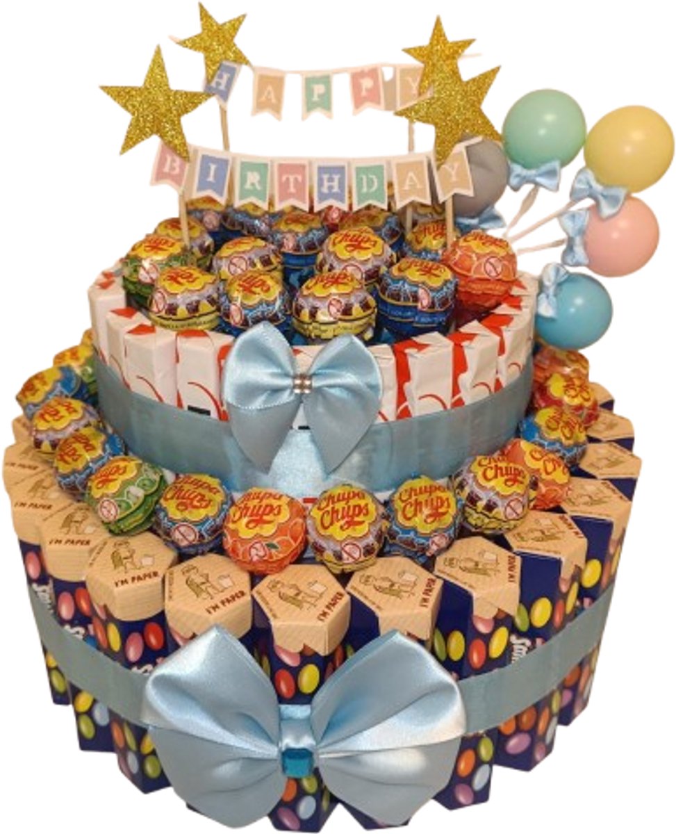 Snoeptaart – Happy Birthday – Lint | Luxe Cadeau met Kinder, Smarties & Chupa Chups