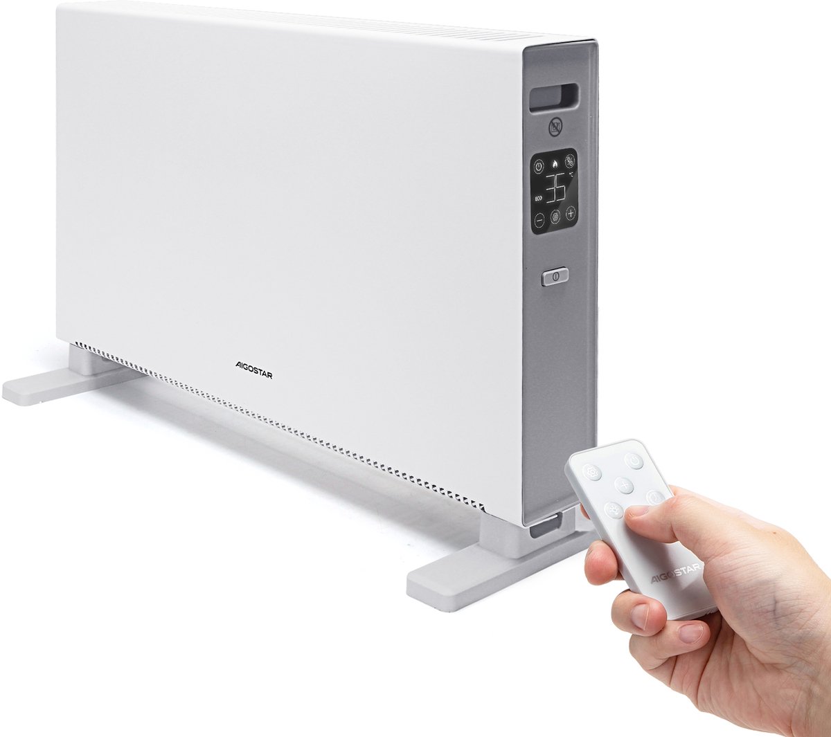 Aigostar Ember - Elektrische Kachel - Convectorkachel met thermostaat - Verwarming elektrisch - 750/1250/2000W - Wit