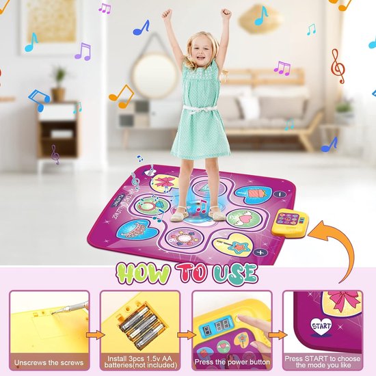 Namajunas - Tapis de danse pour filles - Tapis musical - Tapis de jeu interactif Namajunas - Tapis de danse pour filles - Tapis musical - Tapis de jeu interactif