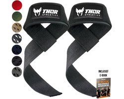 Thor Athletics Lifting Straps - Krachttraining Accessoires - Powerlifting Straps - Deadlift Straps - Zwart - Inclusief E-Book