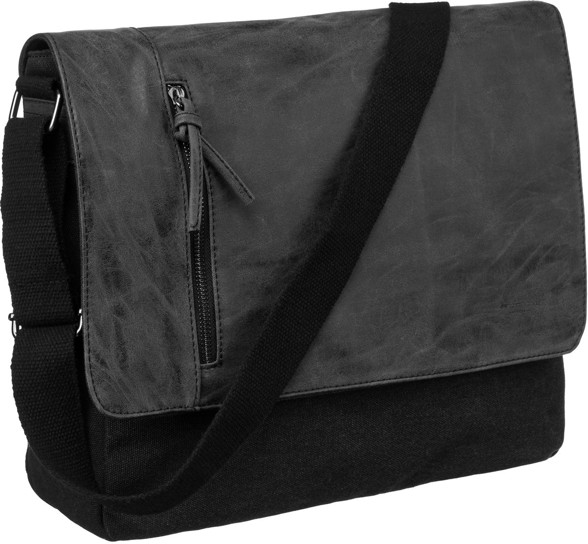 PETERSON Business - Laptop Tas 12" - Schoudertas - Polyester + PU Leer - Zwart - Elegant Design
