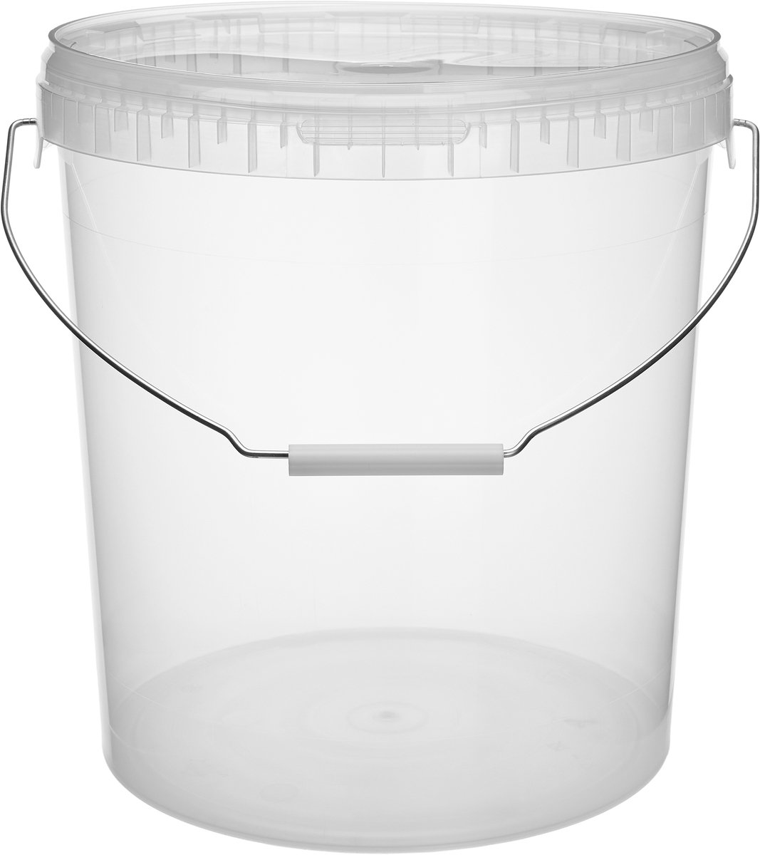 20x stuks - 30L met Metalen Handvat - Garronda Emmer Met Deksel - Verpakkingsemmer - Emmertje - Rond - Transparant GD-PL-BIS-Tra