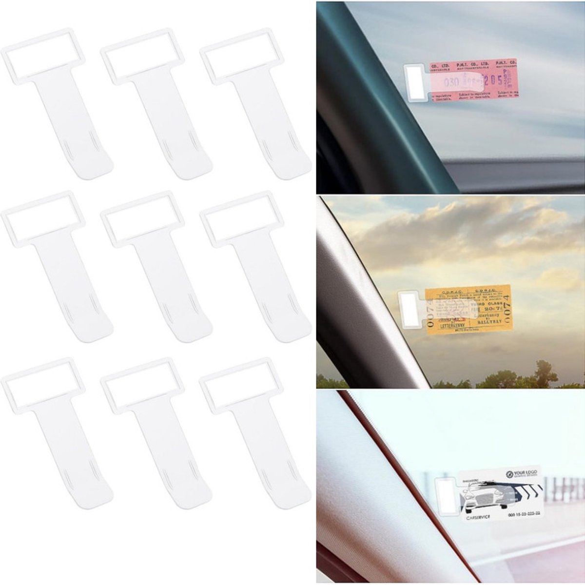 Image of 9 stuks - Parkeerbonclip voor auto voorruit - Transparante parkeerbonclip - Clip voor auto-accessoires - Clip voor autobonnen - Transparant - 75×40 mm - Geschikt voor voorruiten van auto's en koelkasten