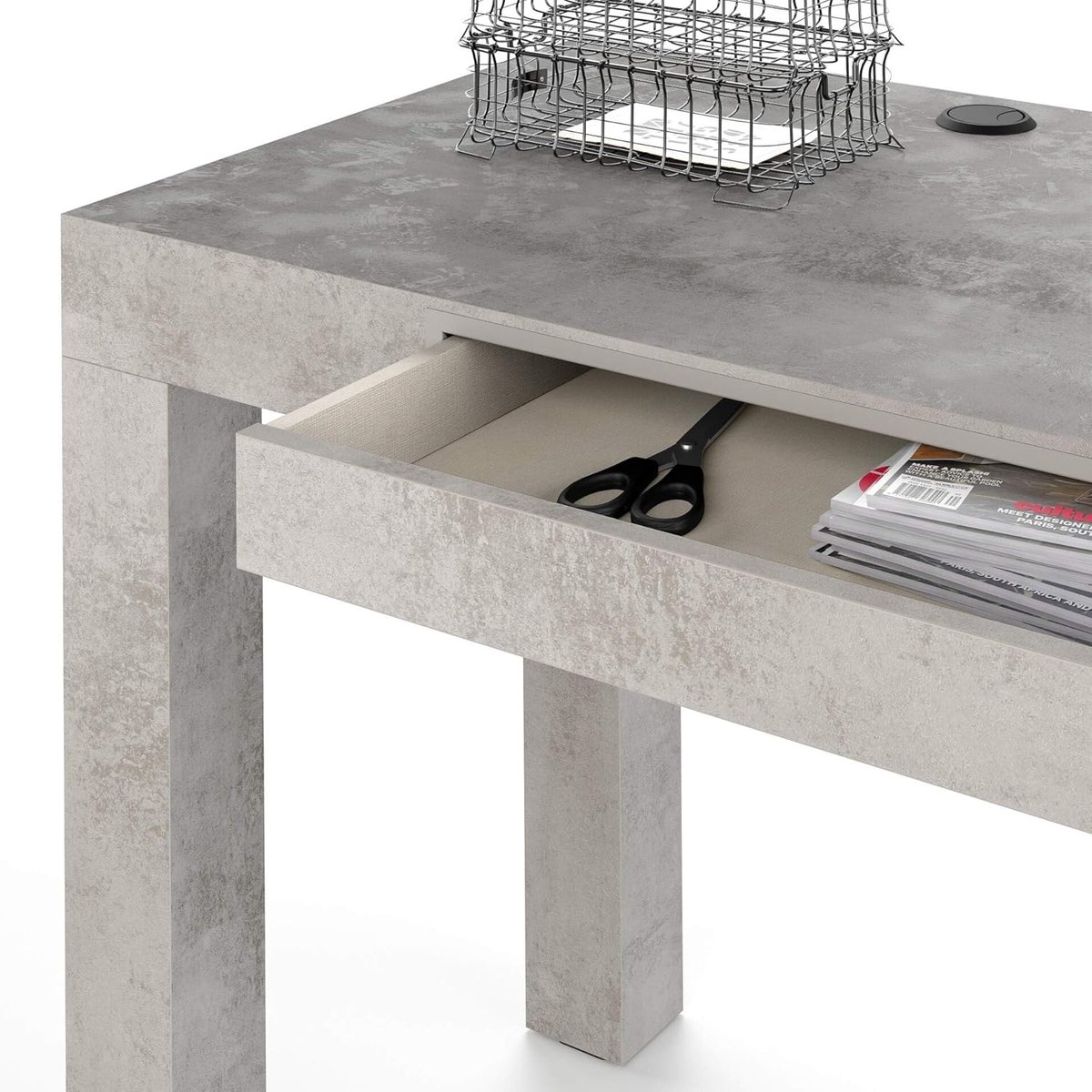 Bureau in landelijke stijl Campo, elegante tafel van massief grenenhout, bureautafel met lades