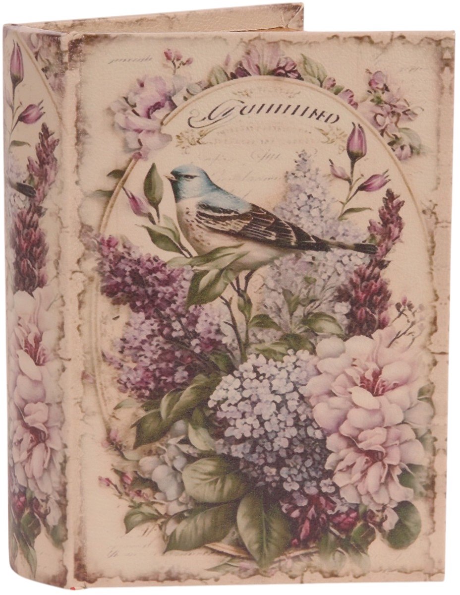 Baroque - Opberger - Opbergboek Bloemen 20 cm - Paars - 20x14x4 - PU Leather