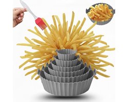 Keukenvriend © Airfryer siliconen bakje - siliconen airfryer set 7 stuks - Grijs - Heteluchtoven