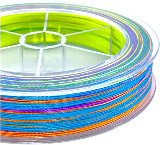 S&D - Gevlochten Vislijn 300m - 0.36mm - 22.7kg - Regenboog - 4-Strengs PE - Sterk, Dun en Slijtvast - Zoet- & Zoutwater Vissen van S&D — afbeelding 3