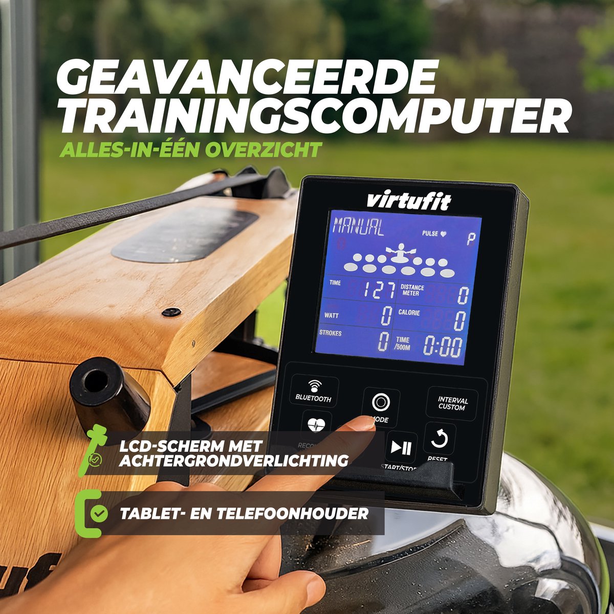 VirtuFit Elite Roeitrainer Waterweerstand Eikenhout Bruin - afbeelding 2