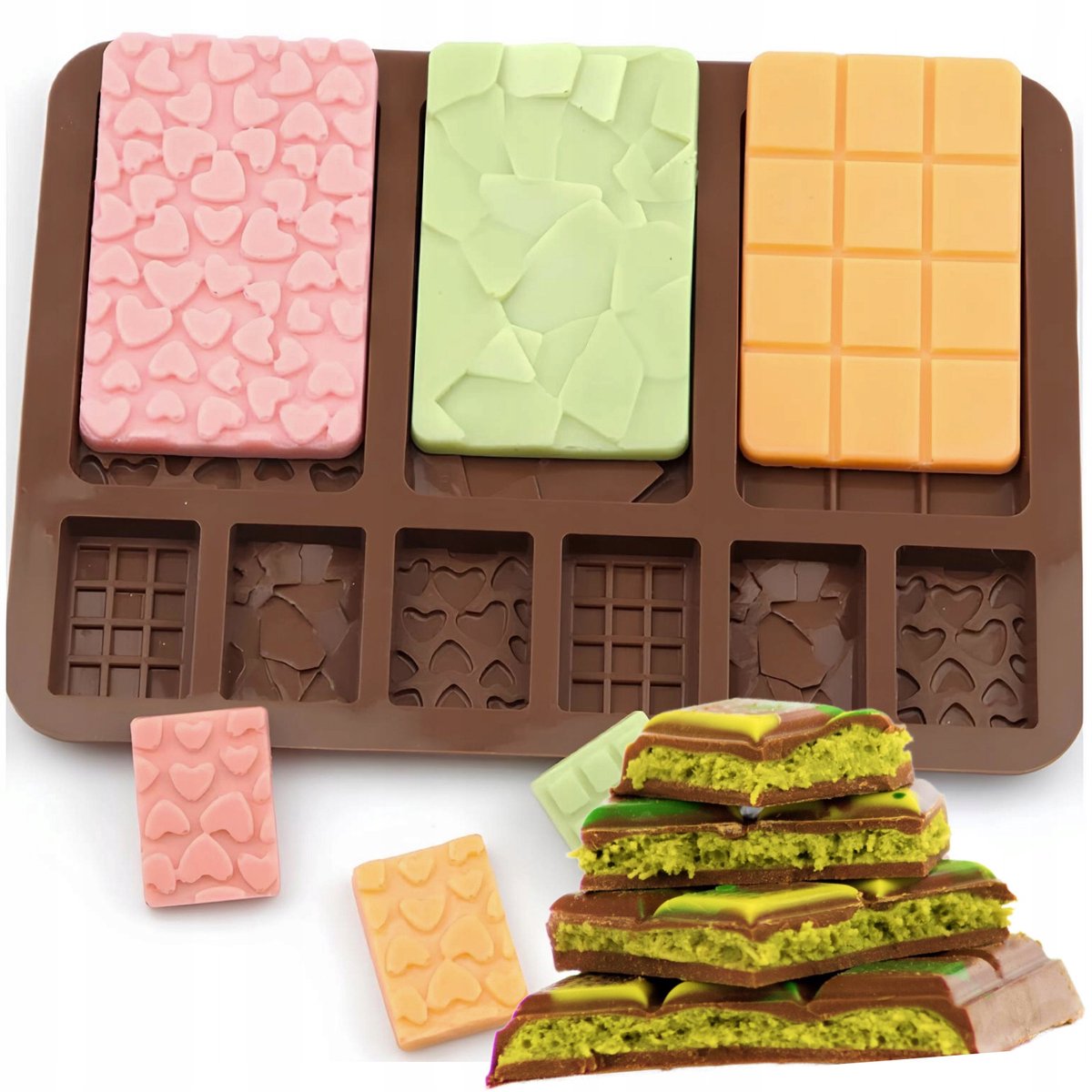 Siliconen chocoladevorm - ijsjes, snoepjes, gelei - 9 holtes