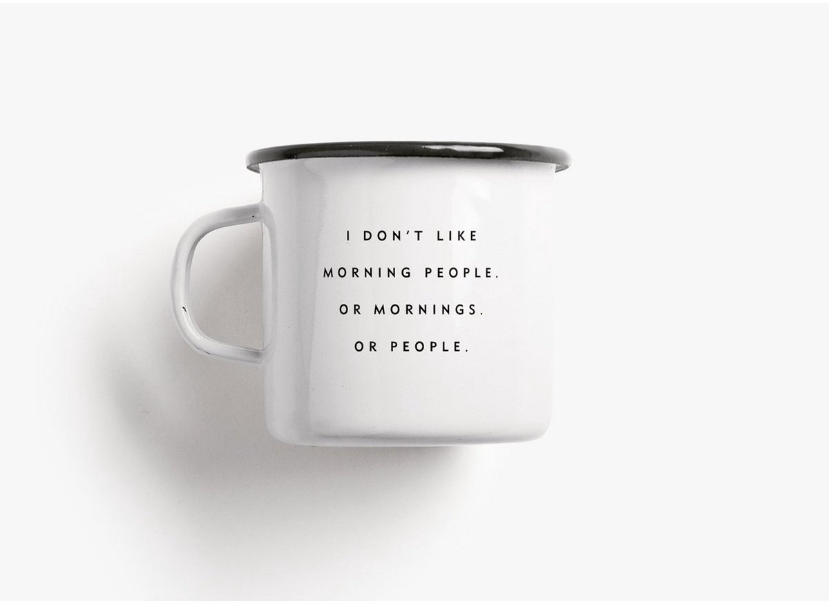 Emaille Mok | Morning People | Koffie | Thee | Beker | Servies | Woonaccessoires | Woon | Accessoires | Woonaccessoire | Accessoire | Kerstmis | Kerst | Feest | Decoratief | Decoratie Deco Sfeer| Interieur | Inrichting | Woonkamer | Wonen | Sfeervol