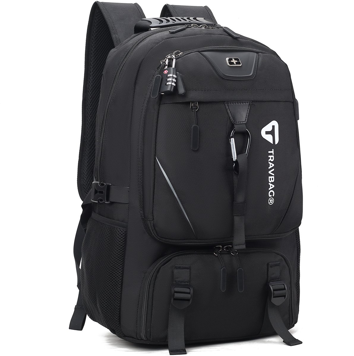 TravBag® - Rugtas - Rugzak - Hike Tas - 65 Liter - Met Reis Slot - Backpack Reistas - Ook Geschikt als School Tas - Grote Capaciteit - Comfort - Anti diefstal - Laptop - 17.3 inch - Waterafstotend - Veel Opbergruimte - USB Oplaadpoort - Schoenen vak