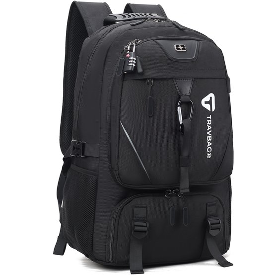 TravBag® - Rugtas - Rugzak - Hike Tas - 65 Liter - Met Reis Slot - Backpack Reistas - Ook Geschikt als School Tas - Grote Capaciteit - Comfort - Anti diefstal - Laptop - 17.3 inch - Waterafstotend - Veel Opbergruimte - USB Oplaadpoort - Schoenen vak