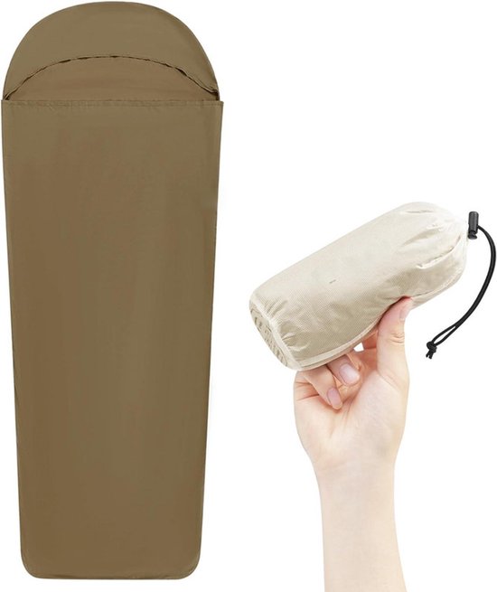 Ultralichte slaapzak Only 128g Slaapzak with Small Pack Size Indoor Sleeping Bag for Backpacking, Hostels, Camping,210*80*60cm,Bruin