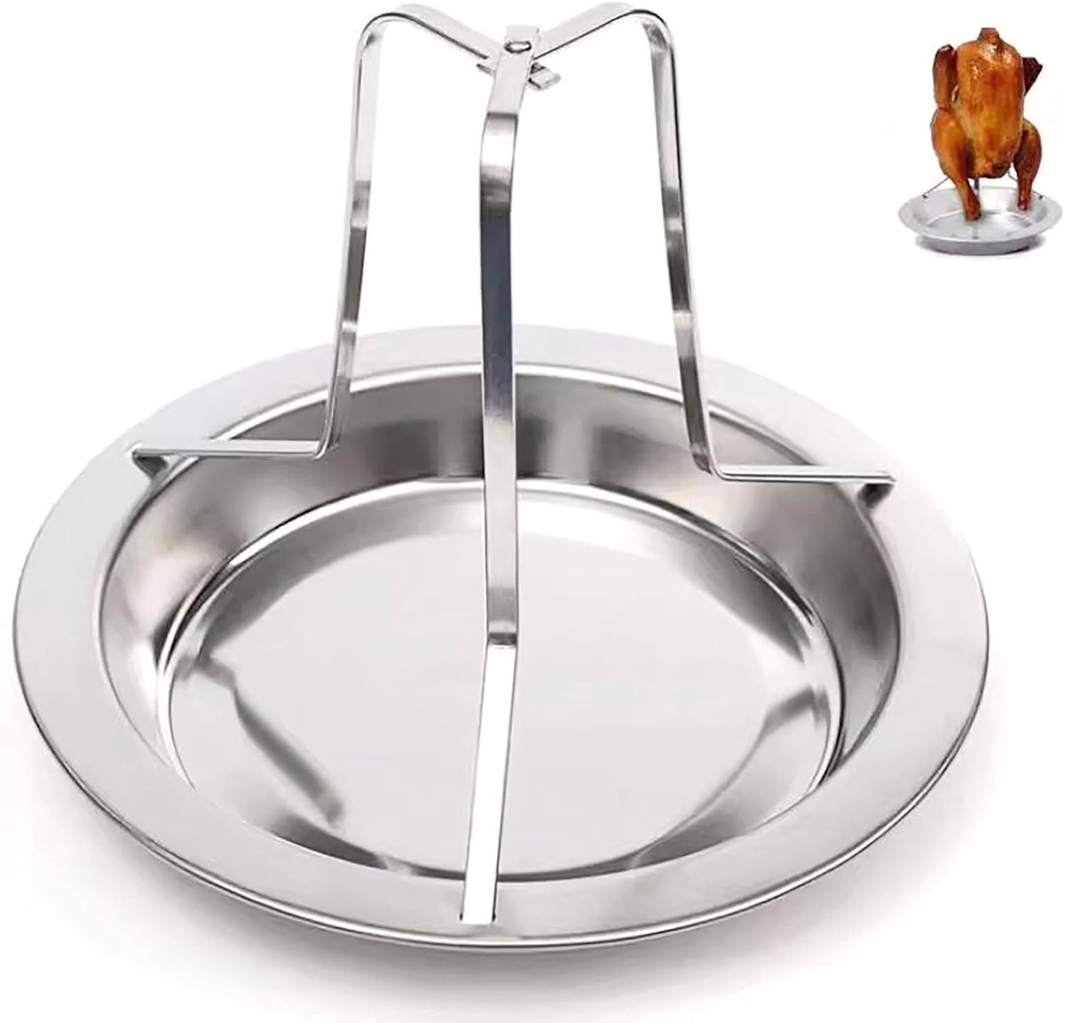 Mmgoqqt 1 Stuks - Kip Grillrek Barbecue Rooster - RVS - Draagbaar BB-Q Accessoire