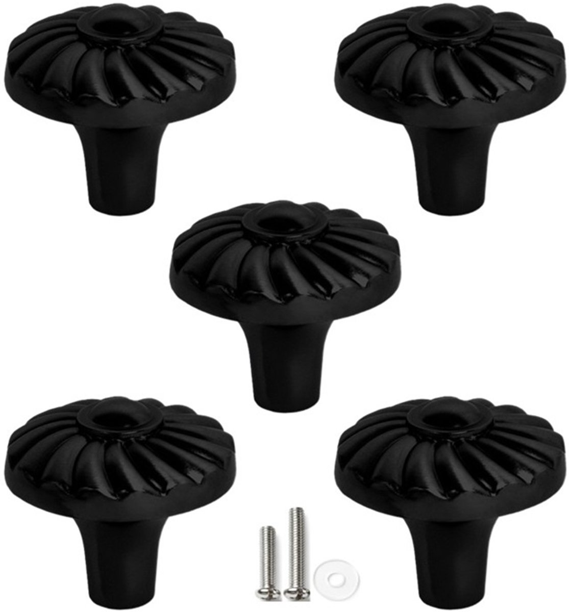 5 X MSQDESIGN Kastknop zwart (Metaal) - Kastknoppen zwart - 5 stuks - Deurknopjes zwart voor kast - Deurknopjes zwart - Meubelknop zwart - Meubelknoppen zwart - kast knop zwart - Deurknoppen zwart - Ladeknoppen voor deurtjes -incl schroeven