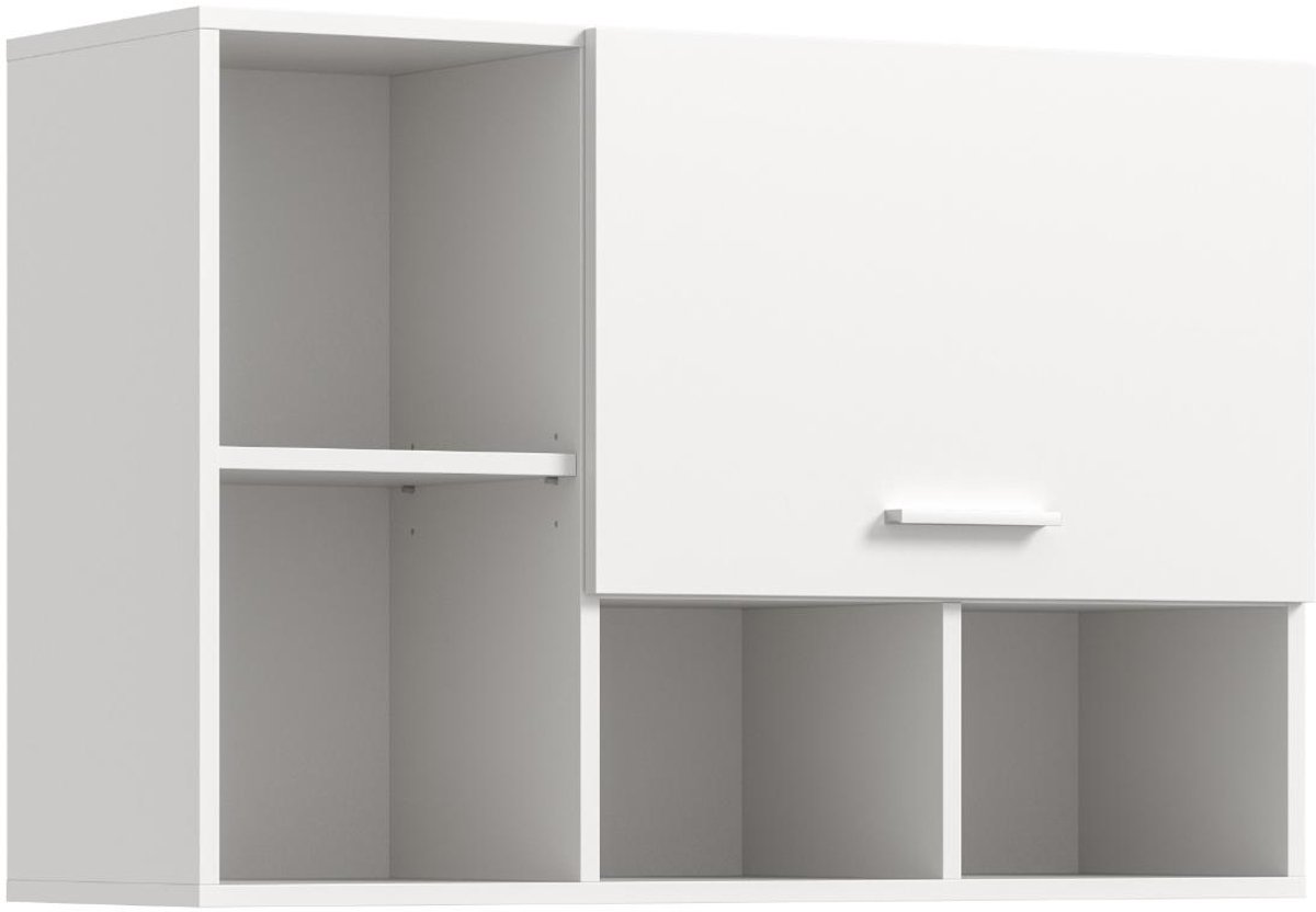 Free badkamerkast wandgemonteerd 1 vouwdeur, 4 planken wit.