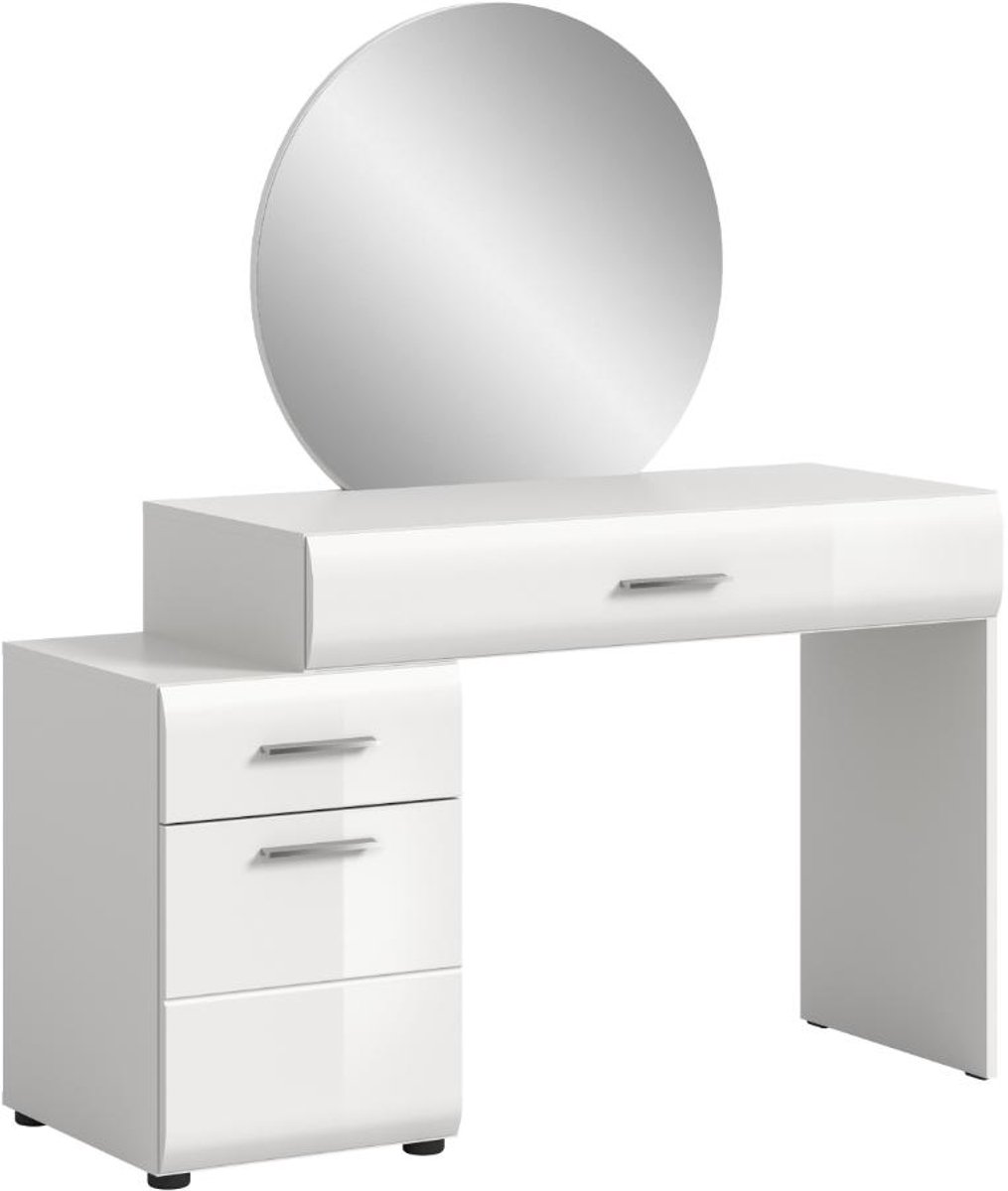 Ice kaptafel inclusief spiegel 1 deur, 2 lades wit hoogglans, wit.