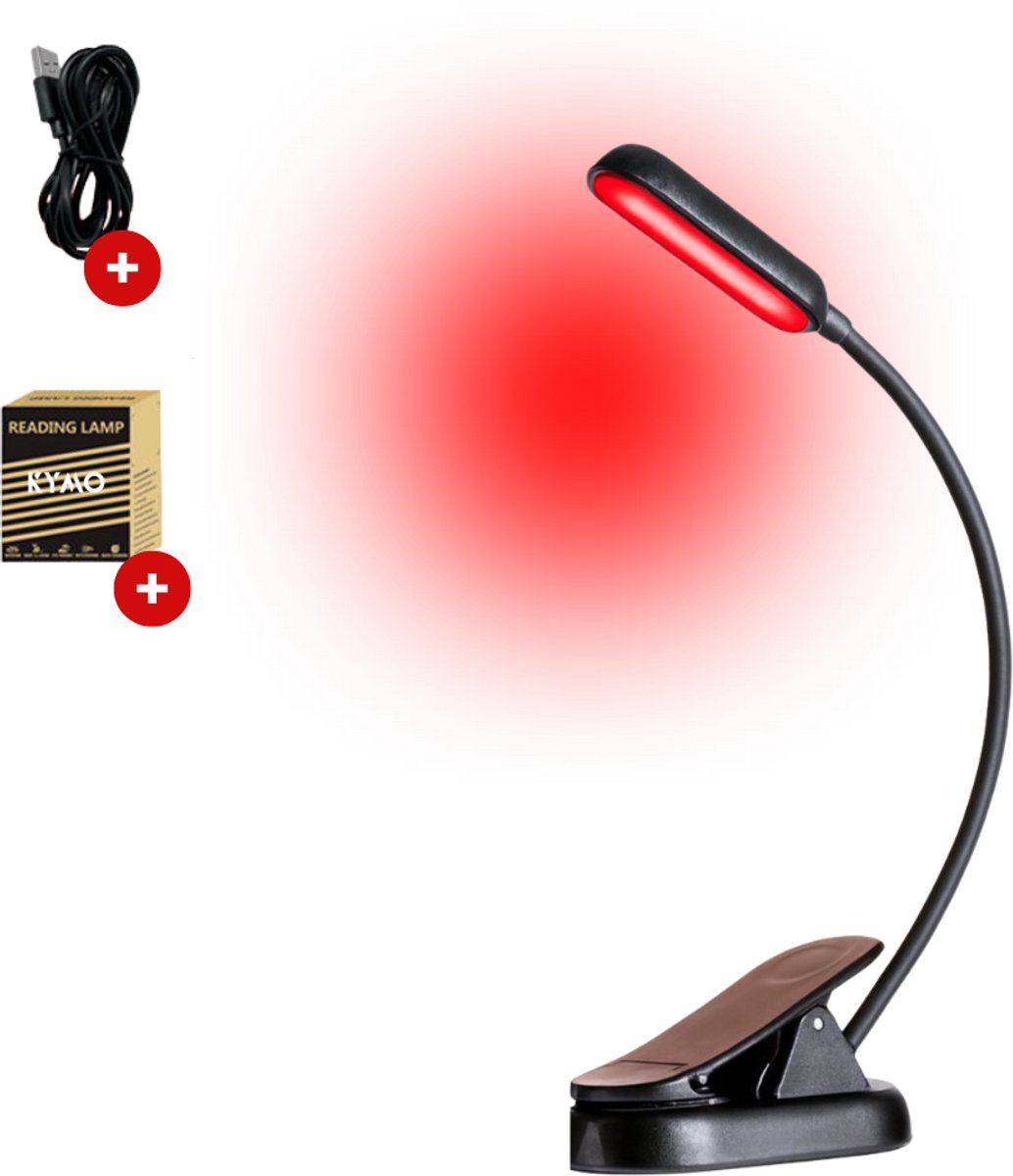 Roodlicht Leeslampje - Stimuleert Melatonine en Bioritme voor Betere Slaap - Leeslampje met klem - Klemlamp voor in Bed - Leeslampje voor Boek - Rood Licht Lamp