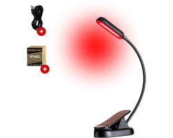 Roodlicht Leeslampje - Stimuleert Melatonine en Bioritme voor Betere Slaap - Leeslampje met klem - Klemlamp voor in Bed - Leeslampje voor Boek - Sinterklaas en Kerst cadeau - Rood Licht Lamp