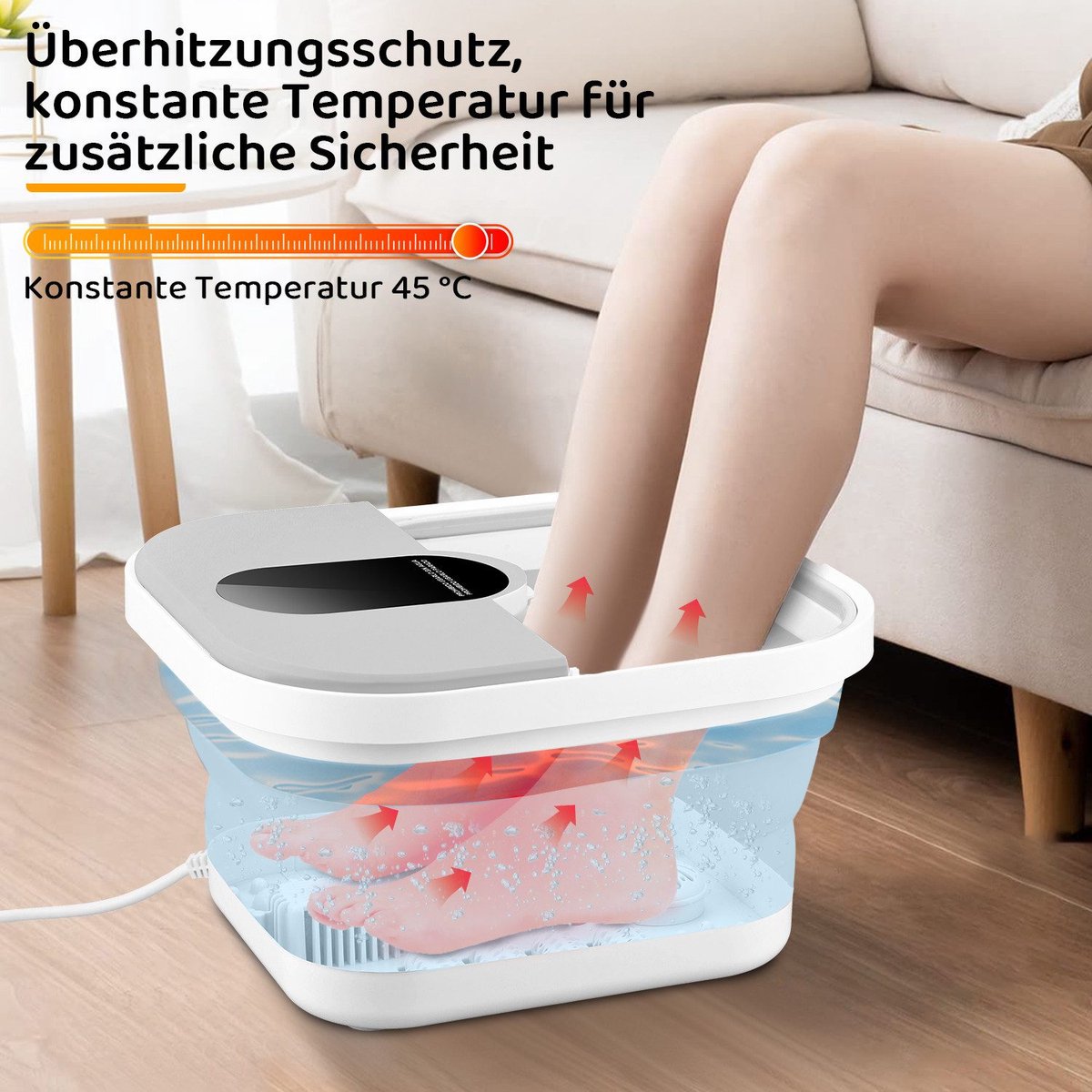 Voetbad met massage- en warmtefunctie, bubbelbad met 8 - afbeelding 3