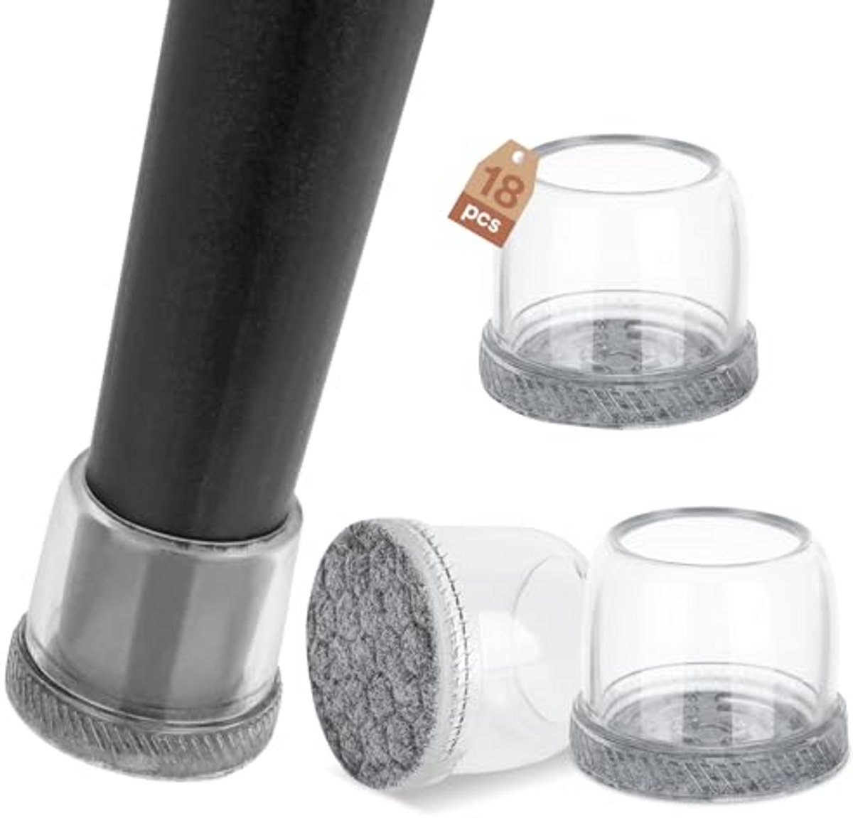 Siliconen Stoelpootdoppen 18STKS - Vloerbeschermers voor Stoelen, Rubber Caps met Vilt 25-30mm