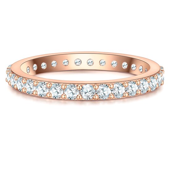 Bague en or rose sertie de zircons.