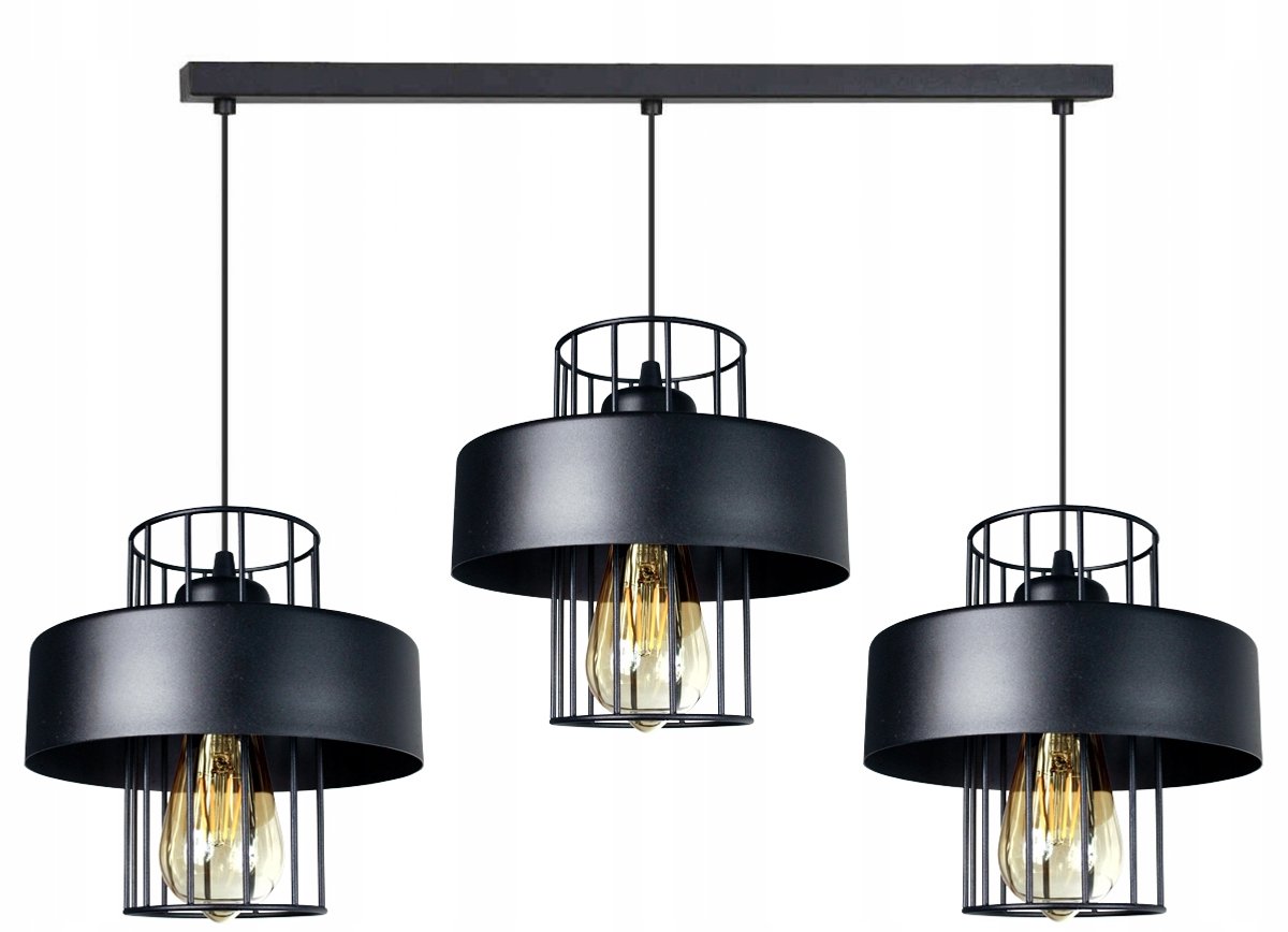 Zwarte Loft Hanglamp met 3xE27 Fitting - Stijlvolle Plafondlamp