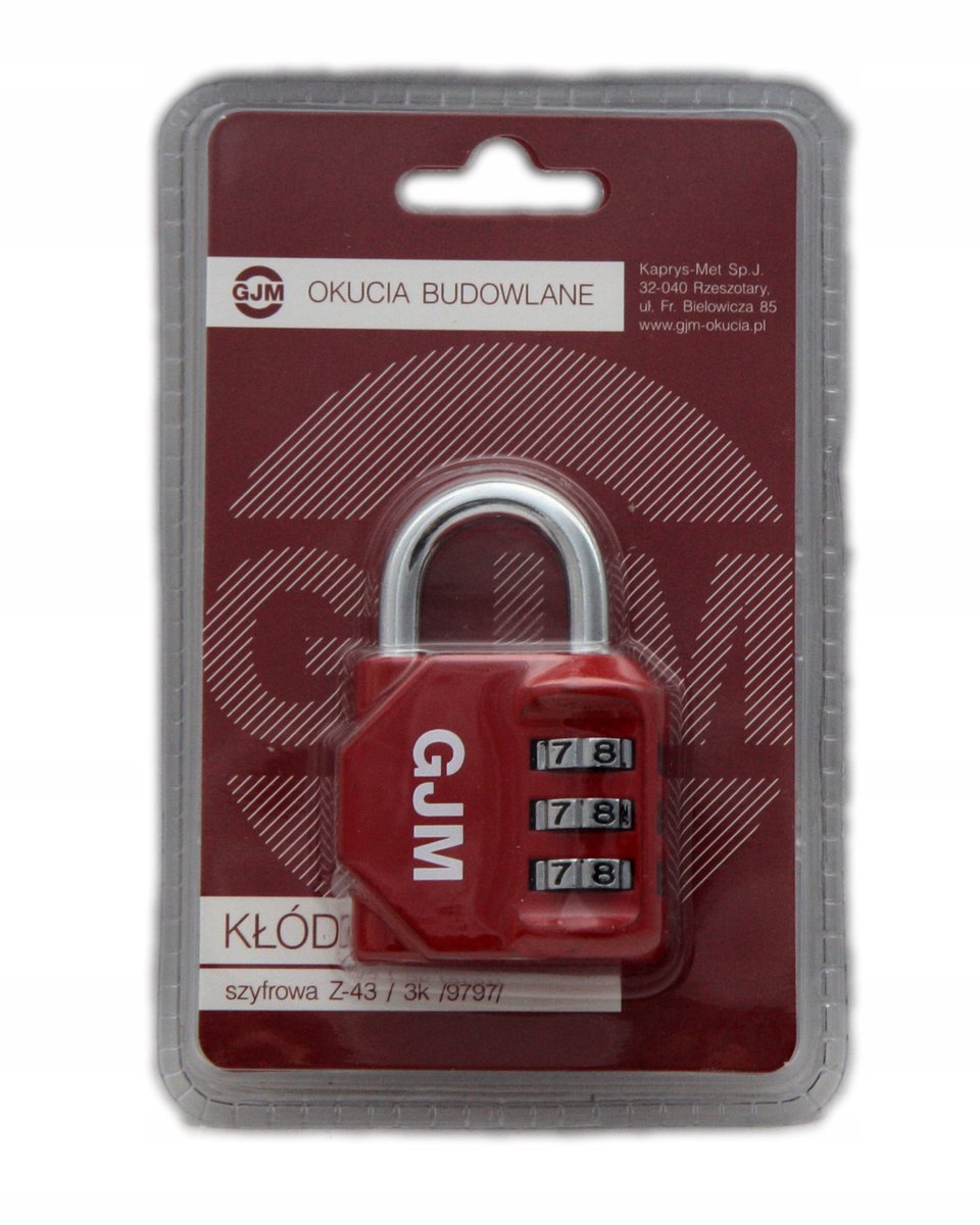 GJM Cijfer-Hangslot 3 Cijfers Rood - Stel Eigen Code In