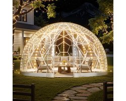 Tuin Koepeltent - Geodetische Koepelkas / Bubbeltent - 3,6 x 2,2 m - Voor 4-7 Personen - PVC - Met venster - Transparant