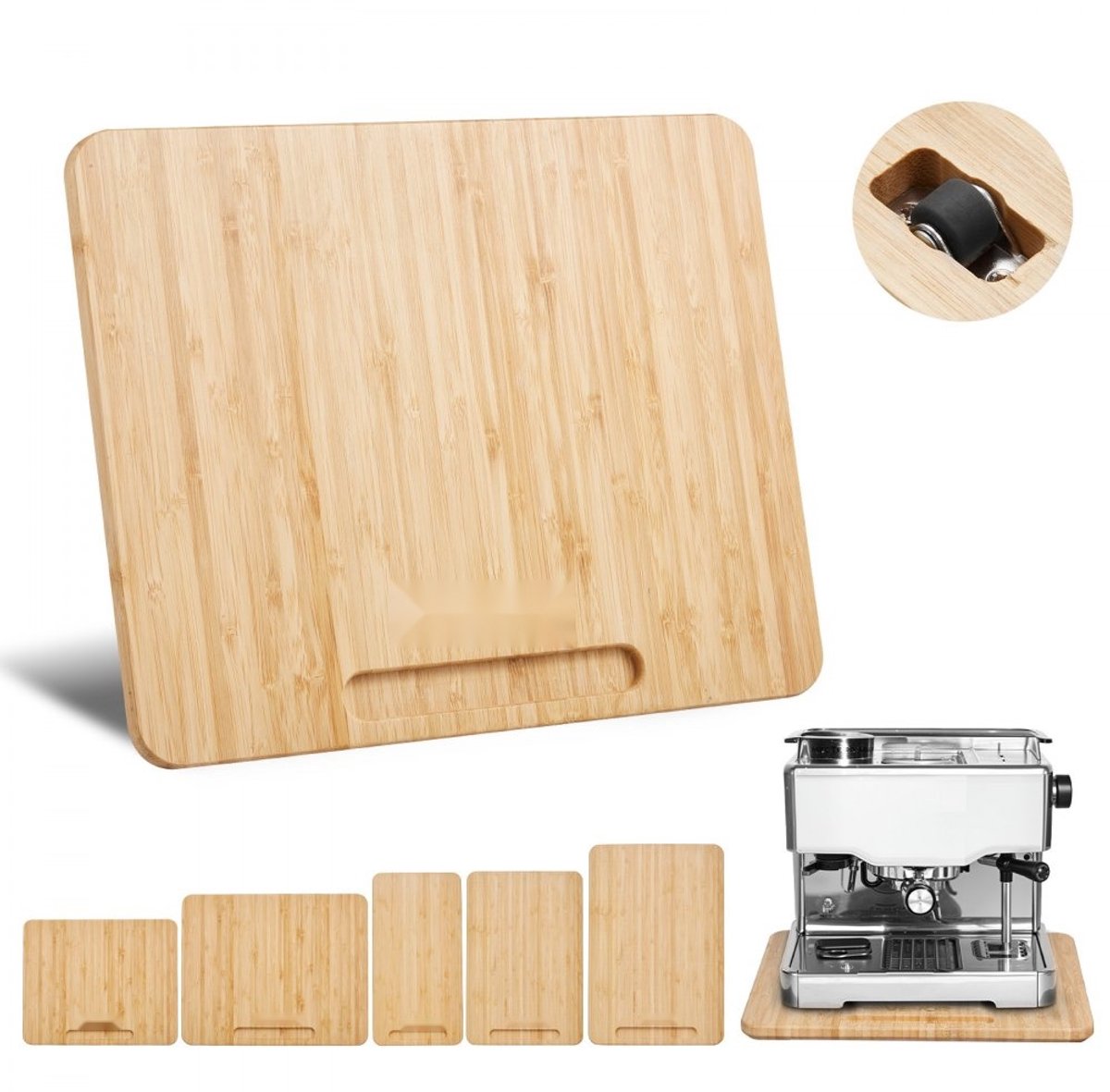 Schuifplank voor keukenapparaten - Rolplank - 26,7 x 33 cm - Rubberen Wielen - Holle Handgreep - Eenvoudig Schoon Te Maken - Voor Koffiezetapparaat en Keukenmachine