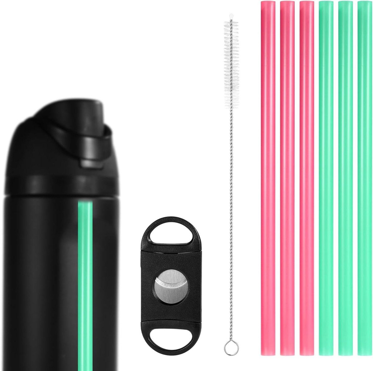EGoods - Vervangend rietje voor geïsoleerde waterflessen - Wit, Roze, Cyaan