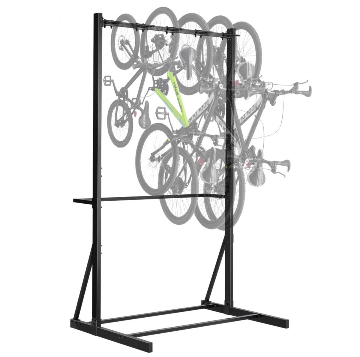 Fietsenrek & Fietshouder - Verticale fietsstandaard - 5 Fietsen - 5 Stevige haken - Koolstofstaal - Draagvermogen 136 kg - Voor garage en schuur