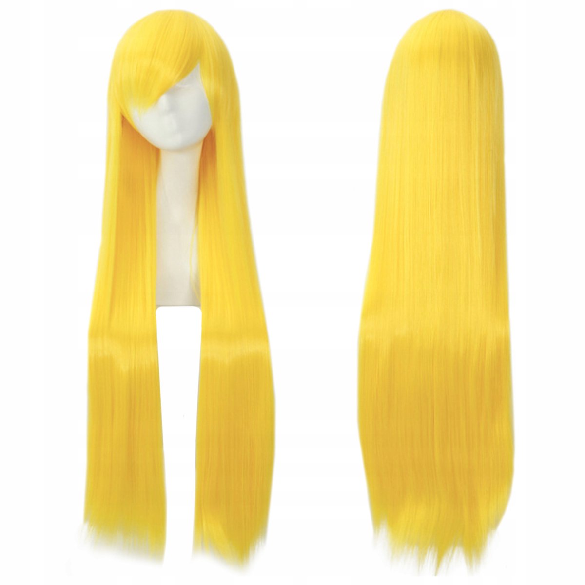 Damespruik Geel Lang Recht Cosplay Pruik met Pony 100 cm