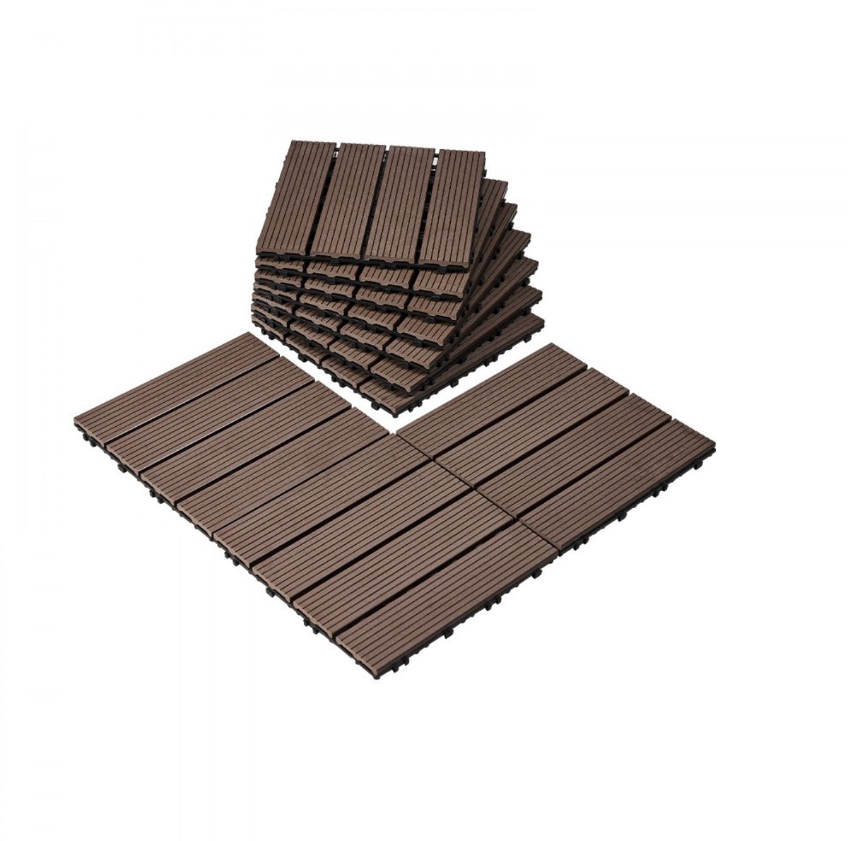 Terrastegels en Balkontegels - Kunststof Kliktegels - Set van 27 stuks - Afmeting 29,5 x 29,5 cm - Waterbestendig - Voor Buiten - Donkerbruin