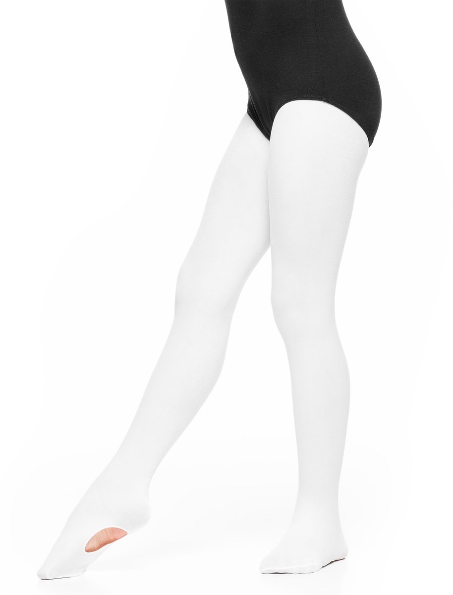 BALLETTIJNSKLEDING – Jeugd Balletpanty met Voetgat – Wit – Maat 152/164
