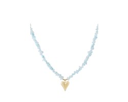 Kralenketting blauw met hart hanger | Stainless steel ketting | Ketting met kralen | Statement ketting | Gouden ketting | Waterproof | Nikkelvrij | Cadeau | Sint | Kerst | Dames sieraden