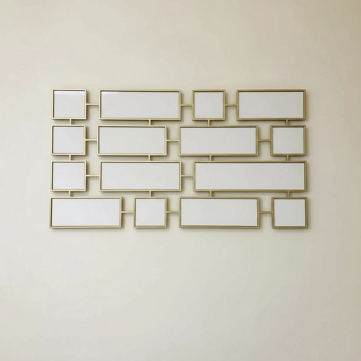 Wandspiegel - Quadrados - mat gouden rand - 160 x 100cm - verticaal of horizontaal op te hangen