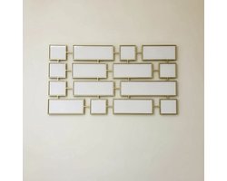 Wandspiegel - Quadrados - mat gouden rand - 160 x 100cm - verticaal of horizontaal op te hangen
