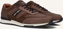Bruine leren en suède herensneakers met veters en opdruk "Australian Australian".