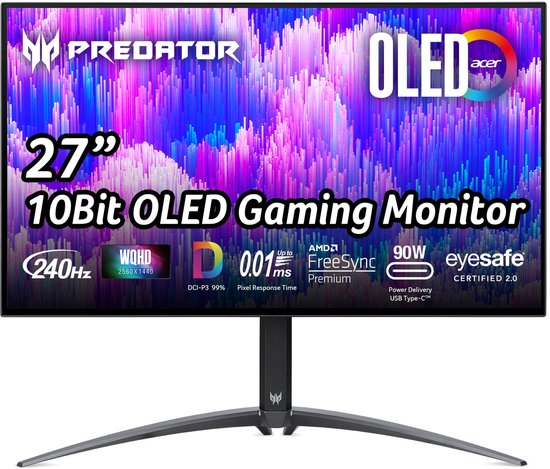 Acer X27U X1 computer monitor 67,3 cm (26.5") 2560 x 1440 Pixels Wide Quad HD OLED Zwart