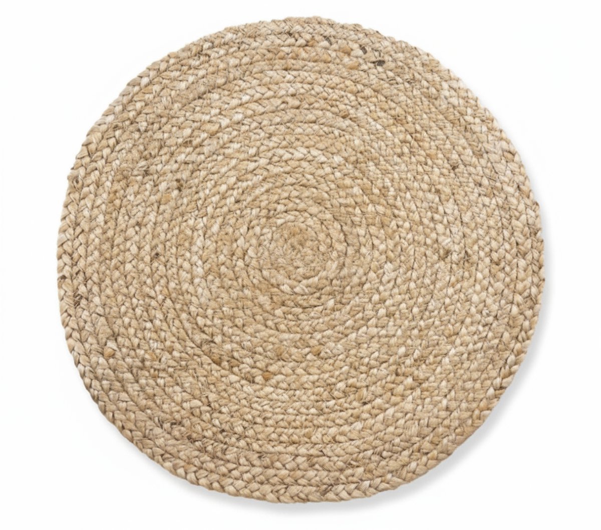 Jute Placemat- Set van 4- Ø38 cm- Natuurlijk Gevlochten- Ronde Placemat- Bohemian Tafelstyling- House Nordic