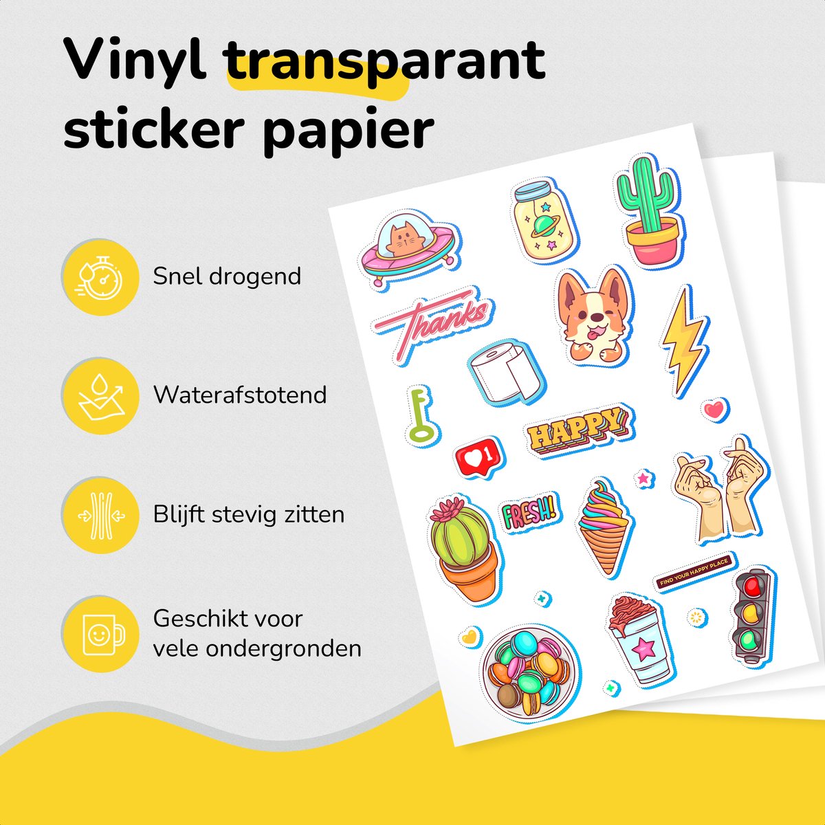 36 Transparante Vinyl Stickervellen A4 – Stickerpapier voor Inkjet & Laser Printer - Geschik voor Snijmachines — afbeelding 2