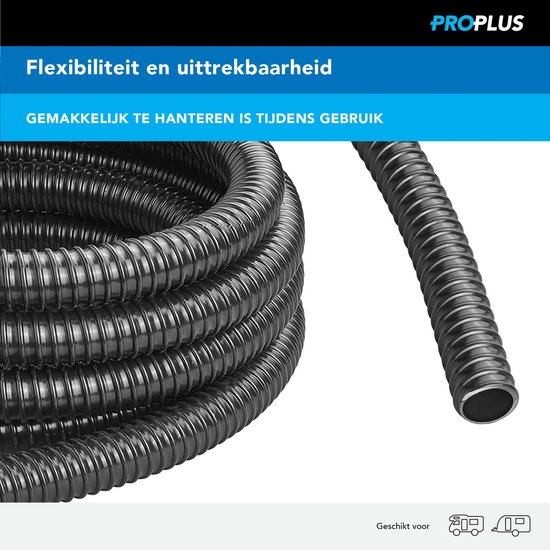 ProPlus Afvalwaterslang - 5 m - Afwatering - Temperatuurbestendig - Flexibel en Uittrekbaar - ø 25 mm - Voor het Geleiden van Afvalwater vanuit caravans/campers, vijvers en zwembaden - Afvoerkanaal - Zwart van ProPlus — afbeelding 4