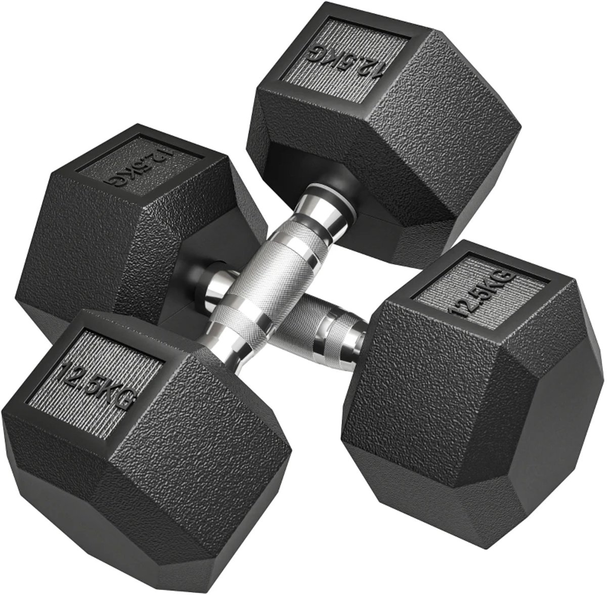 Dumbbells 2 x 12,5 kg - Halter - Set van 2 - Gekartelde Handvat - Gewichten Set - Halterset - Dumbbell Set - Krachttraining - Fitness - Gym - Geschikt voor Thuis en Sportschool