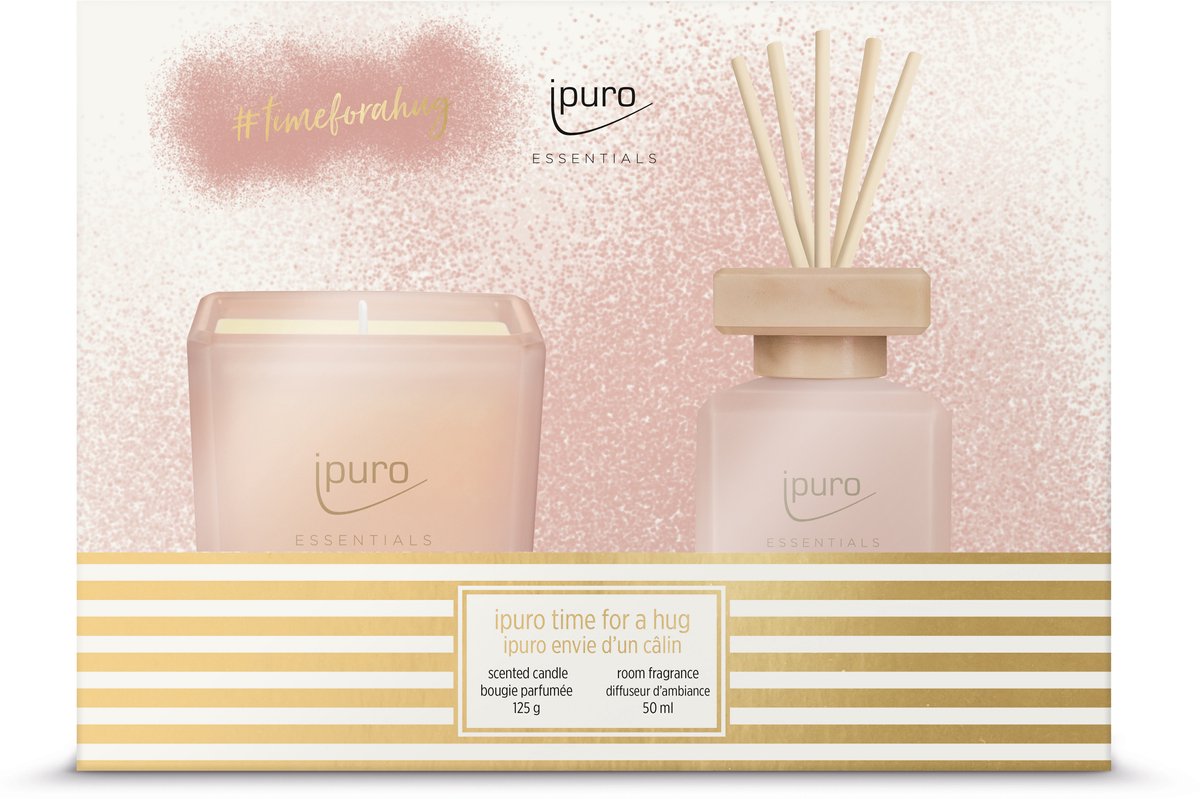 Ipuro Essentials diffuser 50ml + kaars 125g Time for a hug GIFTSET