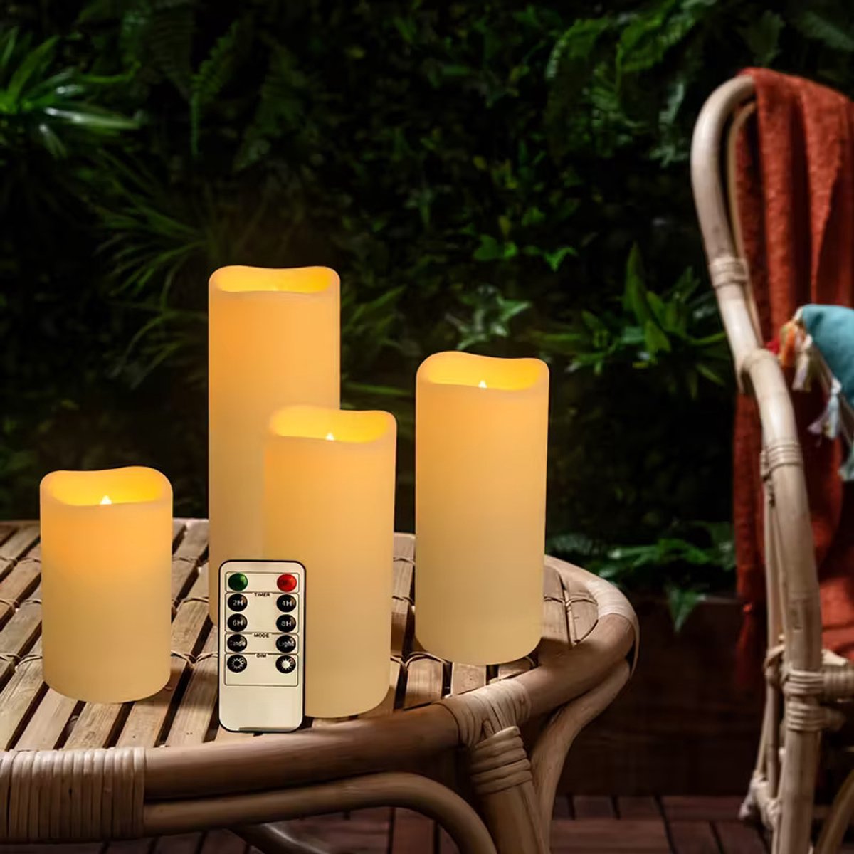 Led kaarsen set van 4 - Veilige kaars - batterij - Brandveilig - Kindveilig - Bewegende vlam - Decoratie - Afstandsbediening. Warm licht